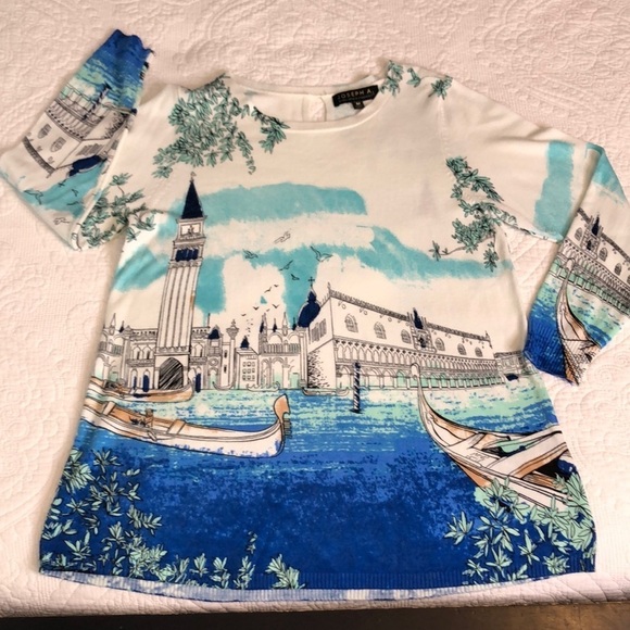 Joseph A Gondola High Low Lightweight Sweater 
3/4 Sleeve Size M - Picture 9 of 10